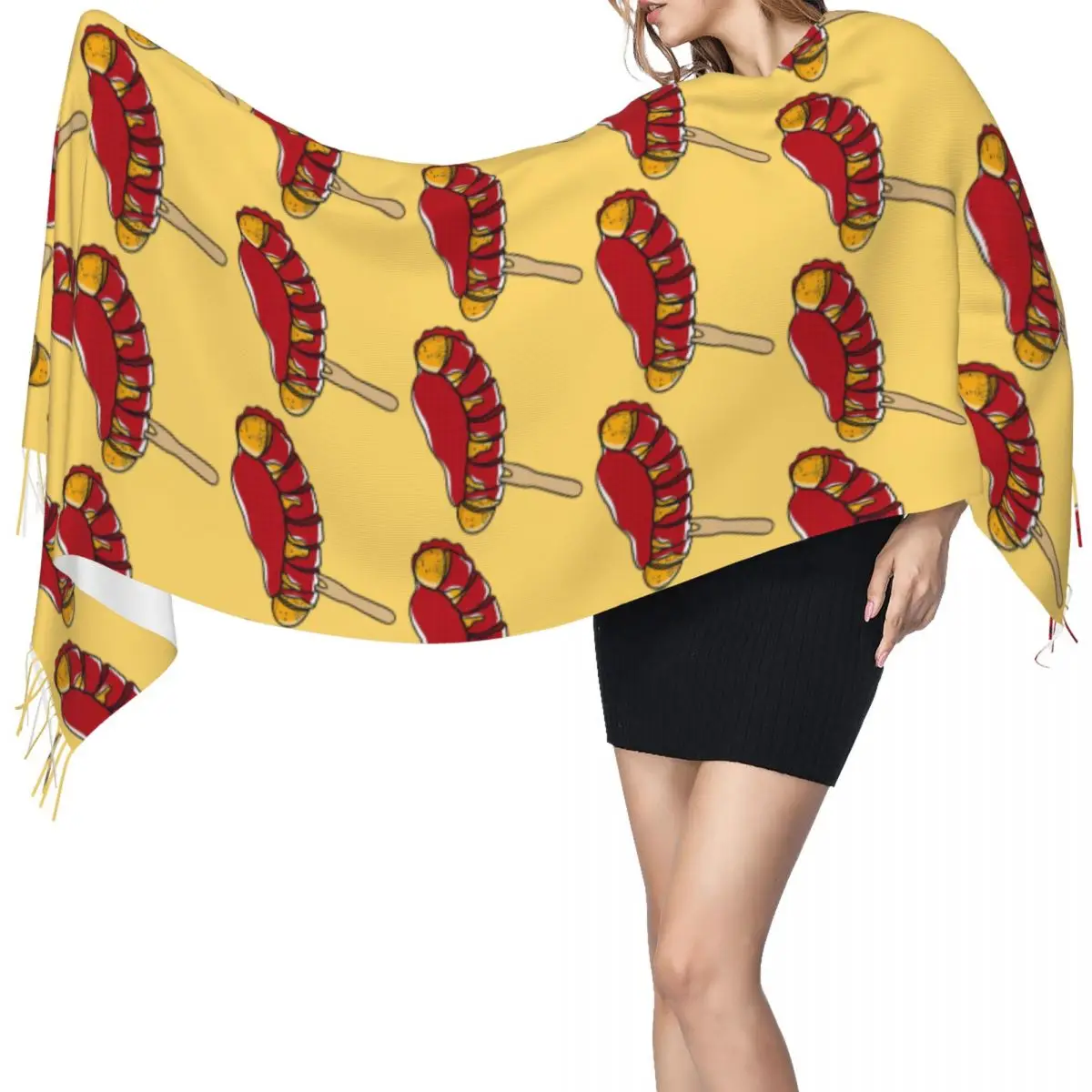 

Currywurst чистый шарф с кисточками, женские мягкие теплые шали и накидки, длинная осенне-зимняя шаль