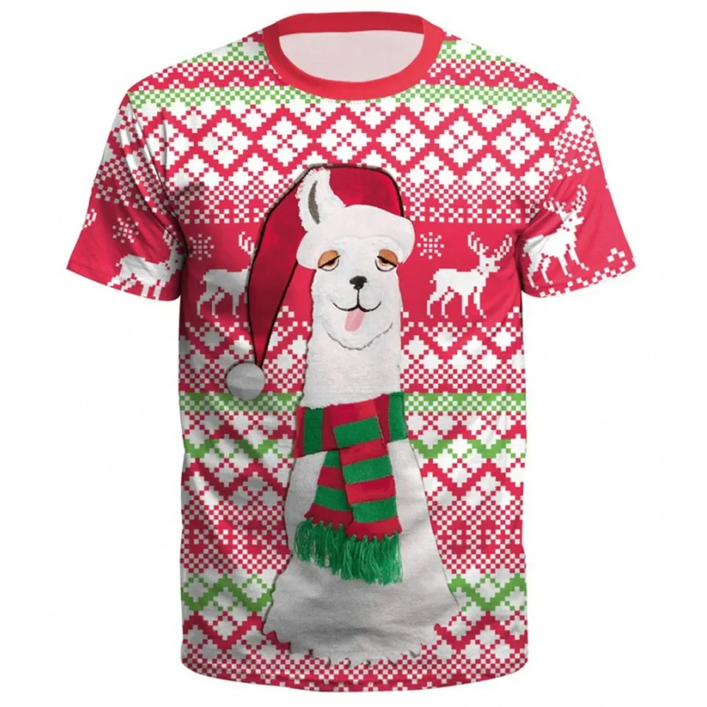 Christmas T-Shirts Santa Claus 3D Print Men Women Fashion Oversized Short Sleeve O-Neck Kids Tees Tops Party Cosplay Clothing