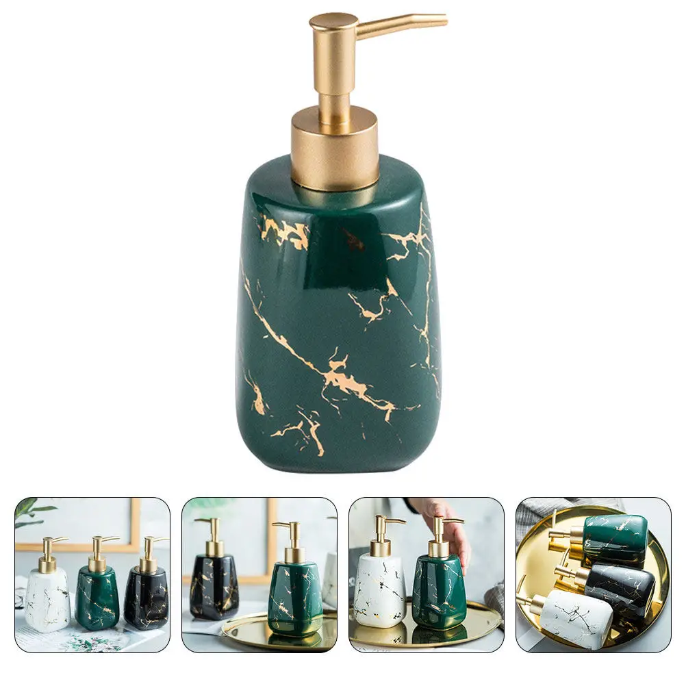 Sturdy Ceramic Soap Dispenser Reusable Press Pump Bottle for Body Wash Shampoo Lotion Essential Oil Bathroom Kitchen Travel