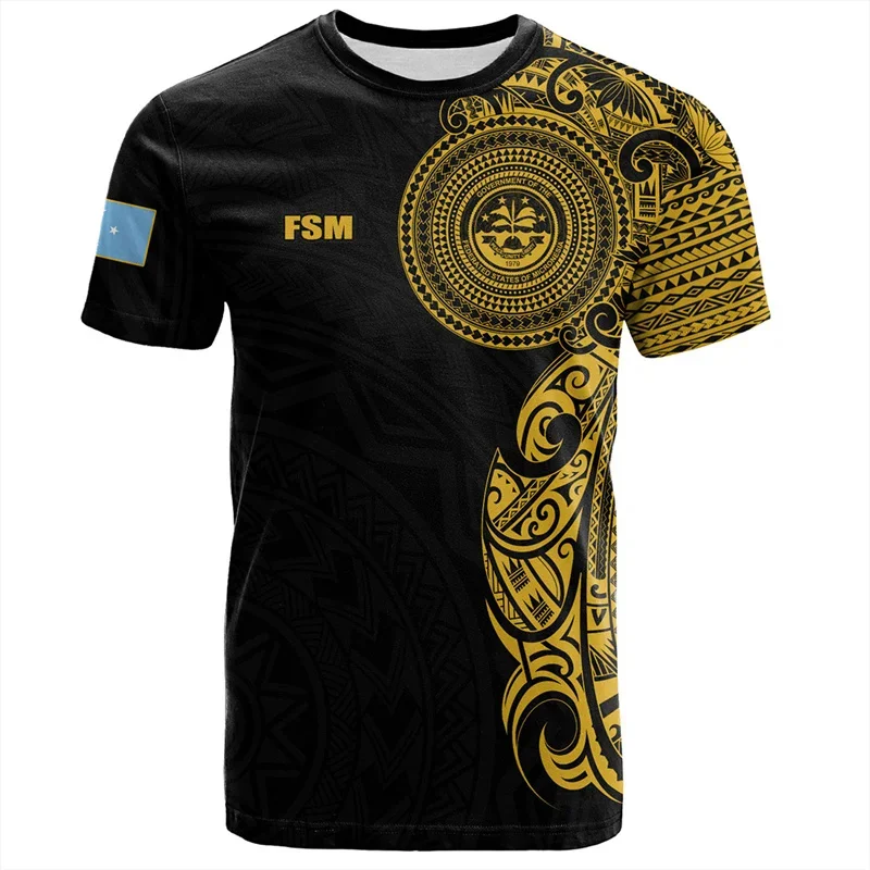 3D Printing Federated States Of Micronesia T Shirt Polynesian Flag Of FSM Graphic T-shirts For Men Fashion Clothes Top Tees