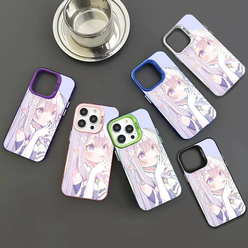 

1pc Re Zero Emilia Phone Case Phone Case IMD Color Silver Shell For IPhone 16 15 14 13 12 11 Pro Max Plus