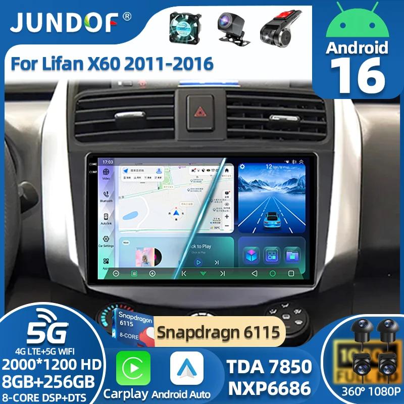 

Android 16 Car Radio Multimedia Player For Lifan X60 X 60 2011-2016 Auto Carplay Car Stereo DSP wifi+5G Ai voice 2 Din BT Video