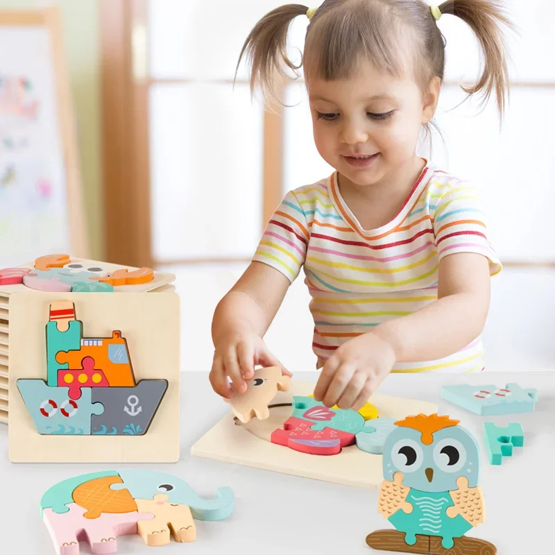 

Educational 3D Wooden Puzzle For Toddlers, Wood Jigsaw Puzzles, Montessori Games And Educational Toys