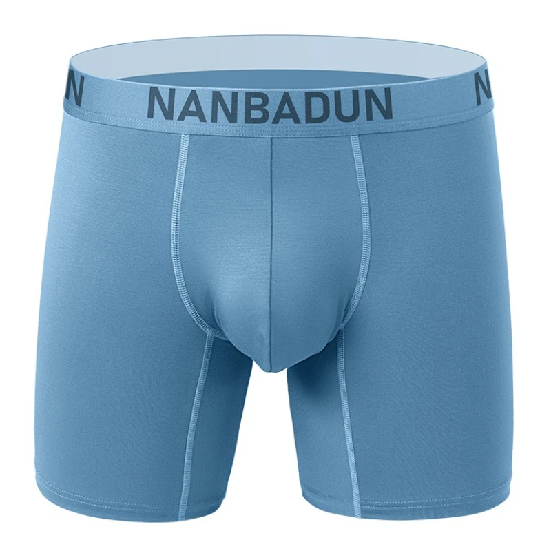 

Mens Modal Boxer Briefs Long Leg Performance Compression Shorts Solid Mid Waist Bugle Pouch Underpant Male Athletic Panties