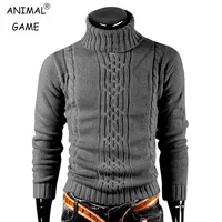 Otoño Invierno suéter cálido para hombre suéter de cuello alto de manga larga suéter de punto Retro suéter