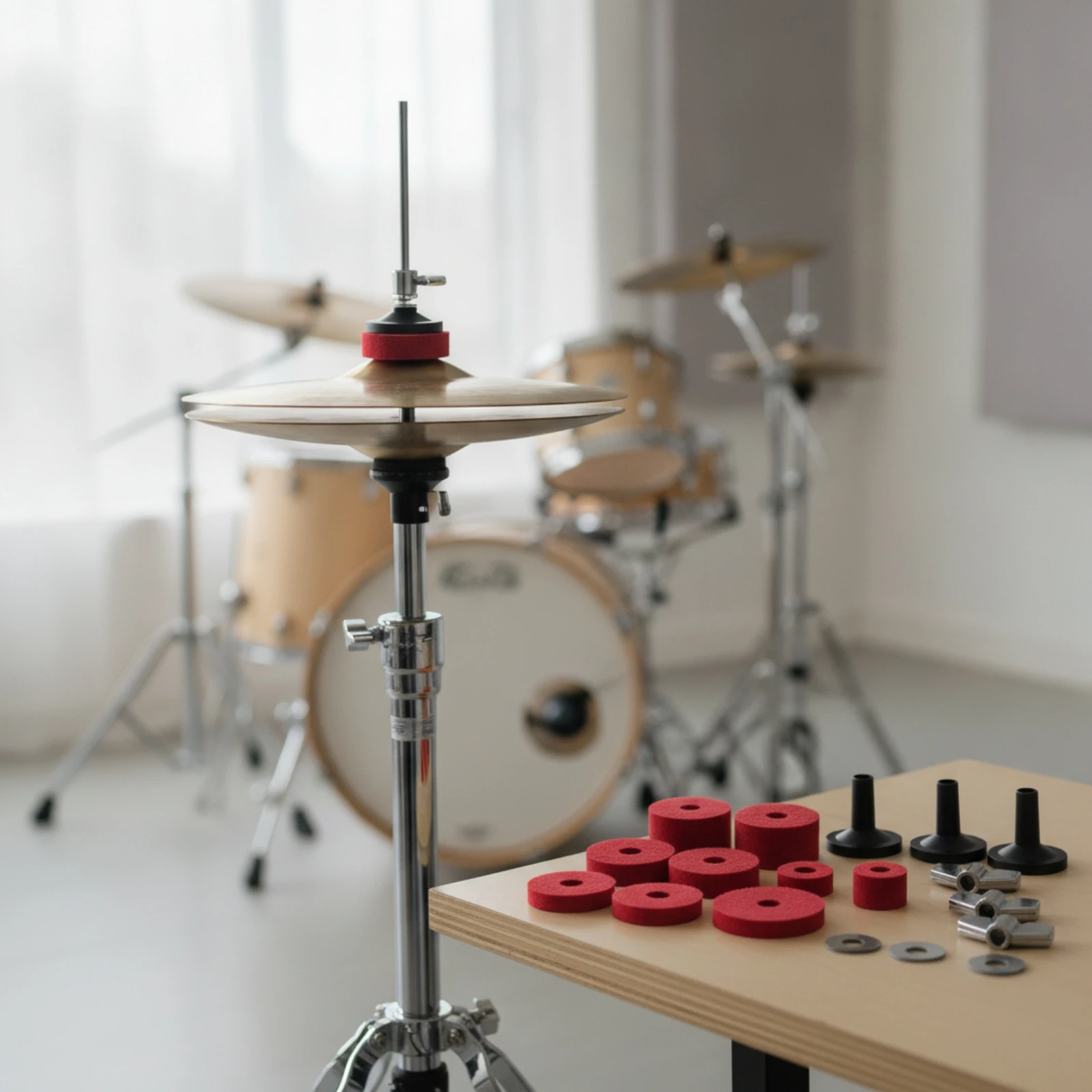 Drum Felt Kit with Washers Replacement Drum Felt Kit Wing Nut Compatible Washer Safeguarding for Drummers, Live Stage