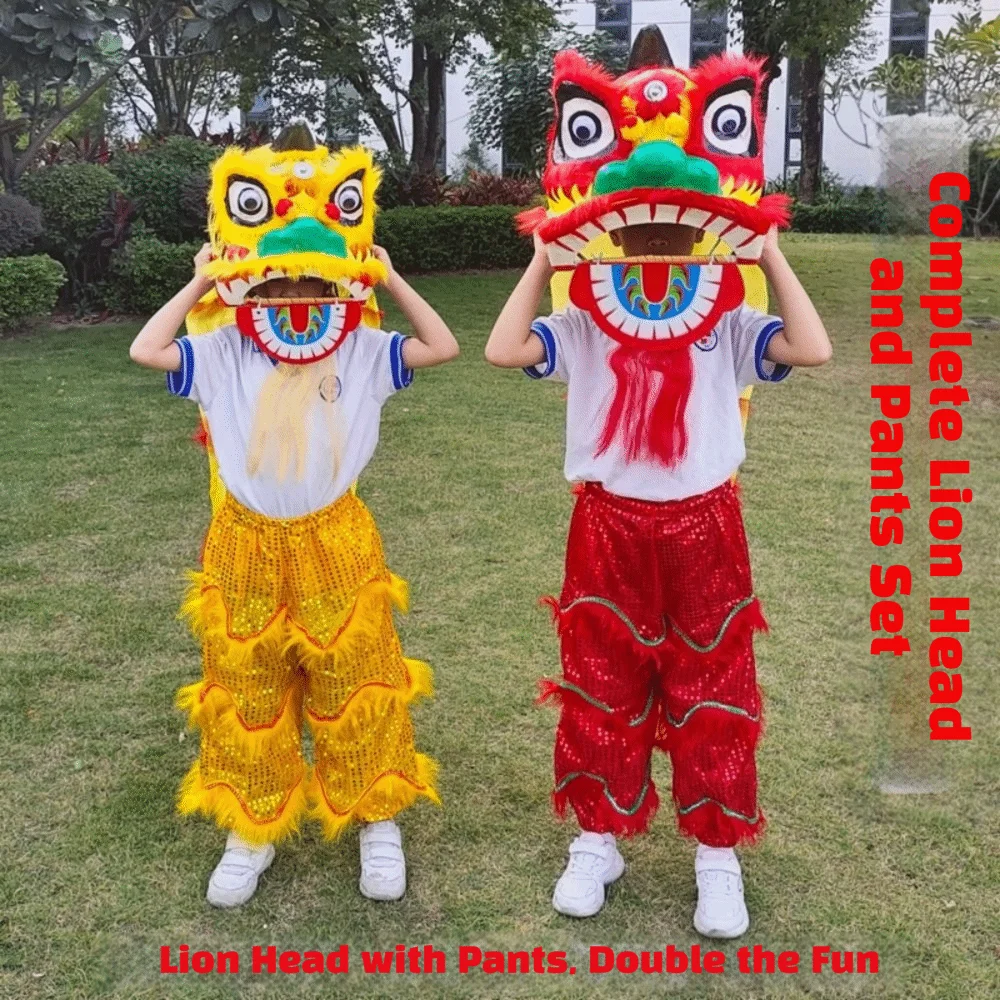 Sport Handmade Lion Dance Pants Foam Head 6/9 Inch Lion Dance Costume Artificial Fur 2-16 Age Lion Dance Set Chinese Spring Day