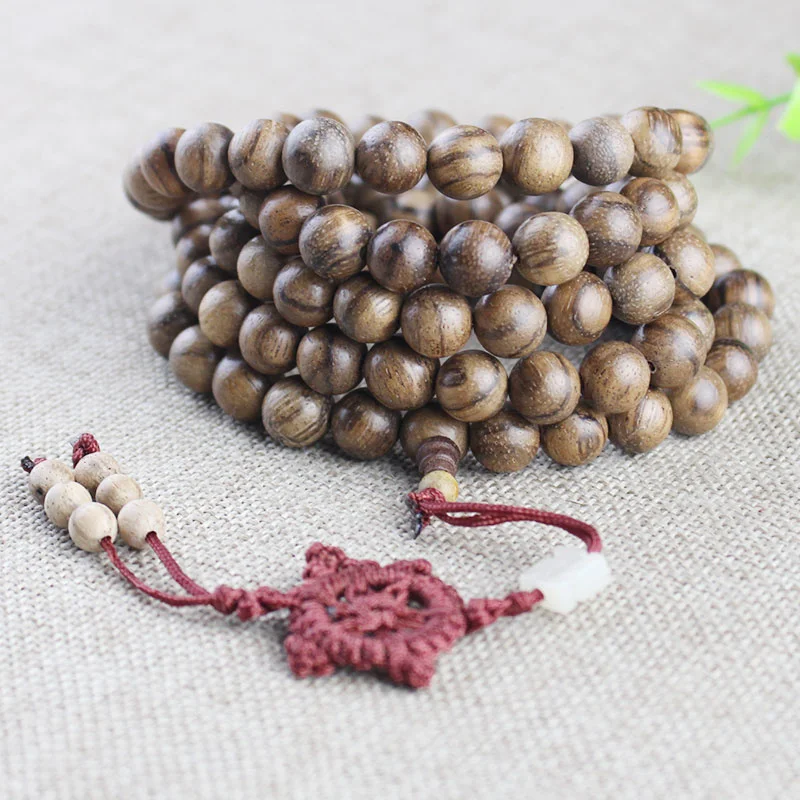 Natural Wood Vietnam Agaric Wood Hand Rosary Beads 108 Pieces of 10mm Wooden Buddhist Beads Stationery and Women's Necklace