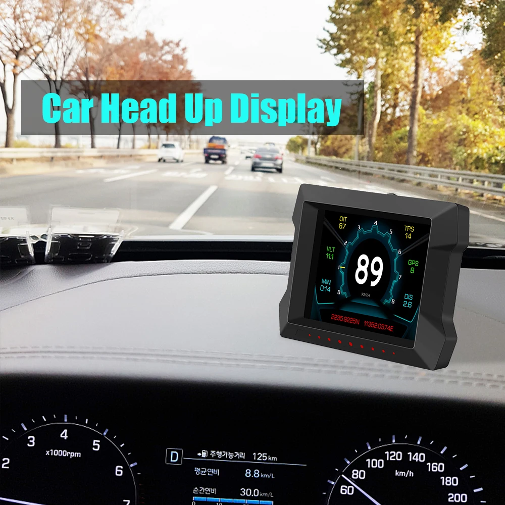 OBD2 GPS With Overspeed Low Voltage Alarm Slope Tilt Meter Head Up Display Speedometer Car Electronics P22 Dual System HUD