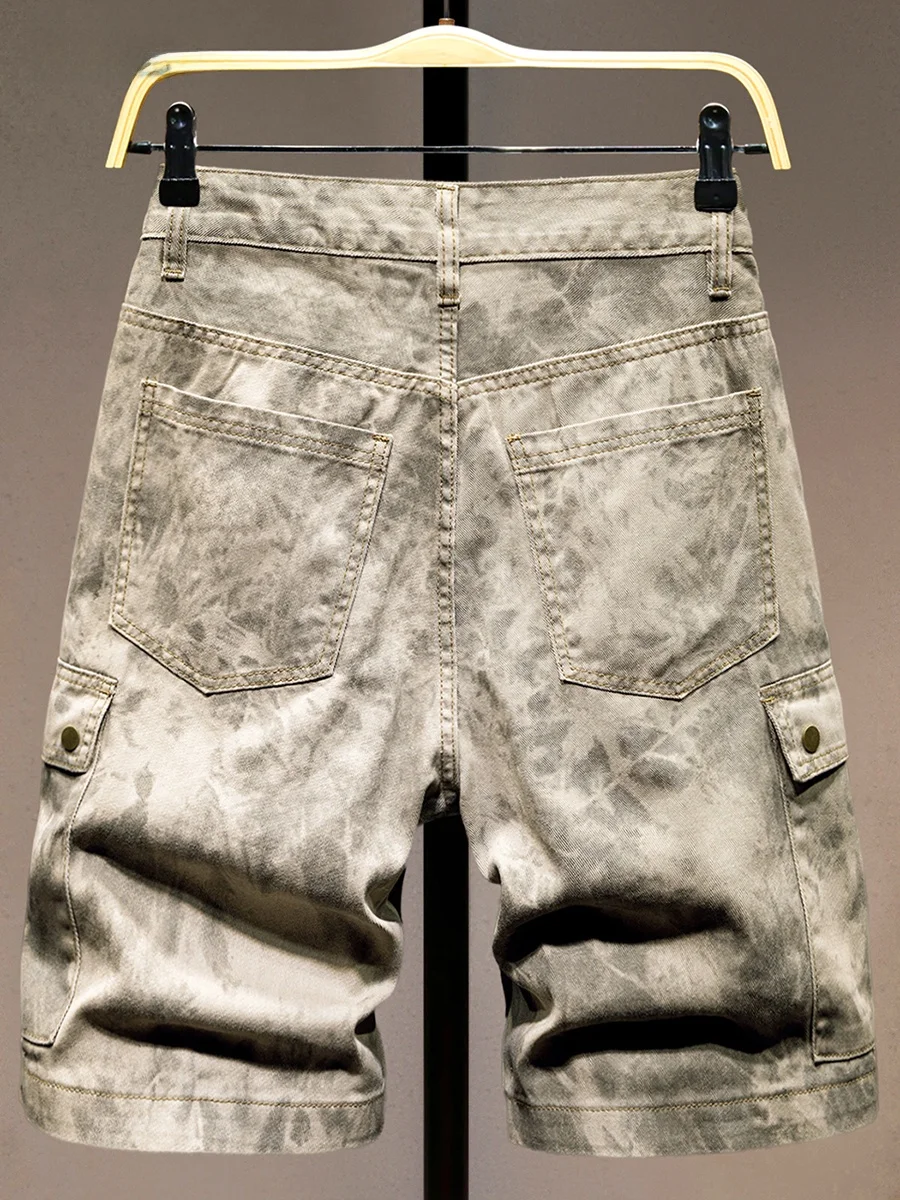 

Summer Fashion Workwear Men's Denim Shorts Casual Camouflage Multi-Pocket Five-Quarter Length Straight-Leg Cotton Jeans
