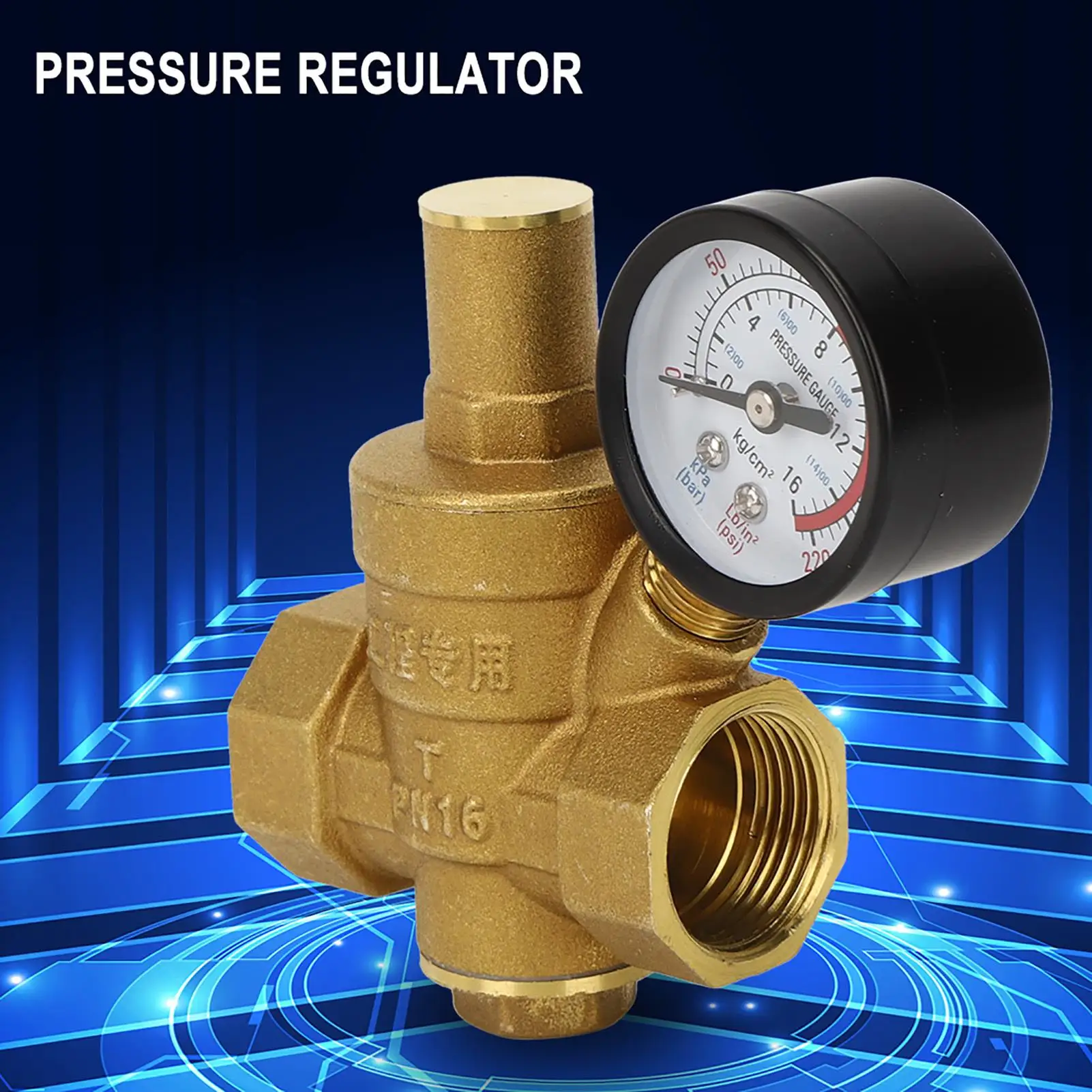 DN20 NPT 3/4'' Brass Water Pressure Reducer Valve with Gauge - Adjustable PN 1.6 Regulator for Optimal Water Control