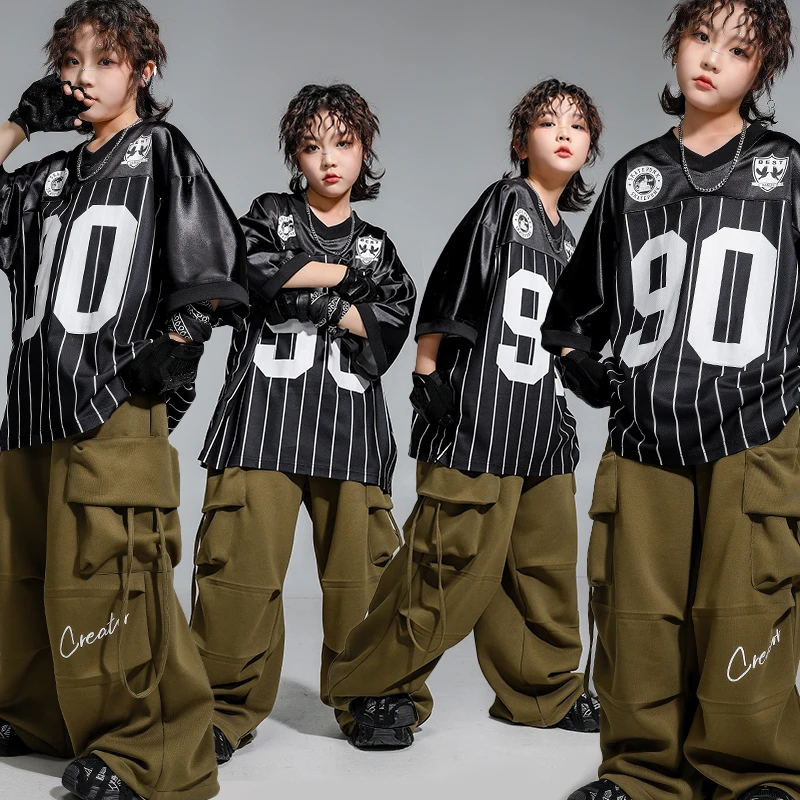 Hip Hop Kleidung Jungen Baseball Cargo Hosen Mädchen Street Dance Mantel Streetwear Kinder Jazz K-pop Kleidung Sets Kinder Kostüme