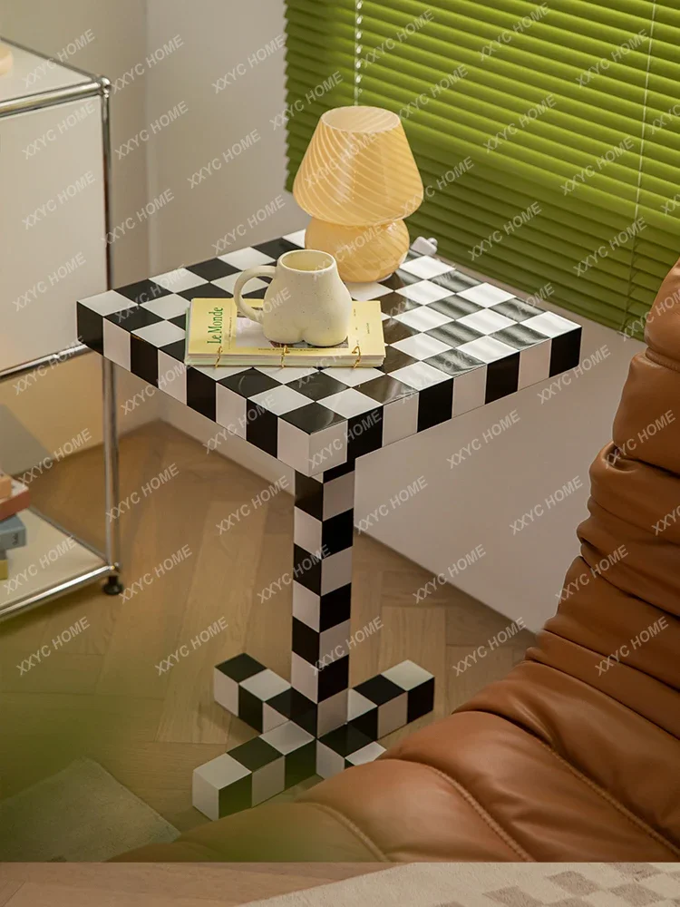 Chessboard Grid Small Table Modern Small Square Table Home Small Coffee Table