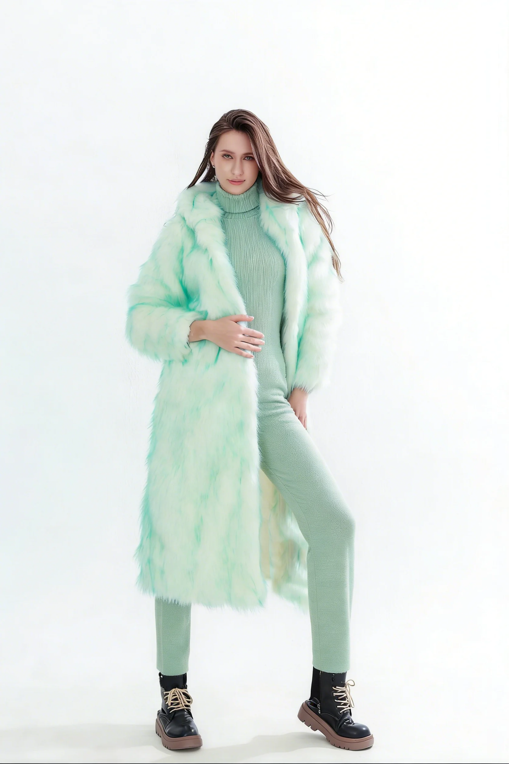 New LED Costume Faux Fur Coat Remote Controlled LED Lighting Festival And Party Costume Women Faux Fox Fur Coat