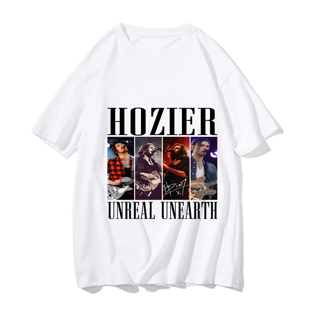 HOZIER غير حقيقي UNEARTH الجرافيك الرجال النساء القطن تي شيرت للجنسين الهيب هوب موضة روك الملابس تي شيرت قصير الأكمام خمر تيز