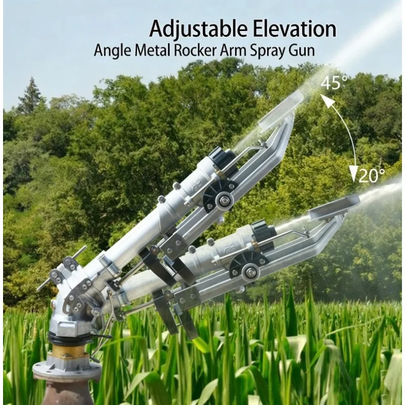 25-55m Metal Rain Gun 2 Inch DN50 Flange Connection 20-45° Adjustable Angle Agricultural Irrigation Sprinkler Heavy Duty