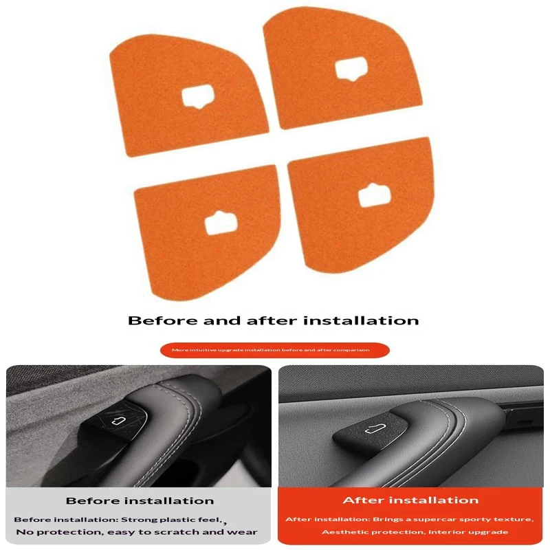 Door Switch Button Stickers Accessories Suede Stickers Armrest Window Lift Button Modification Stickers For Model 3