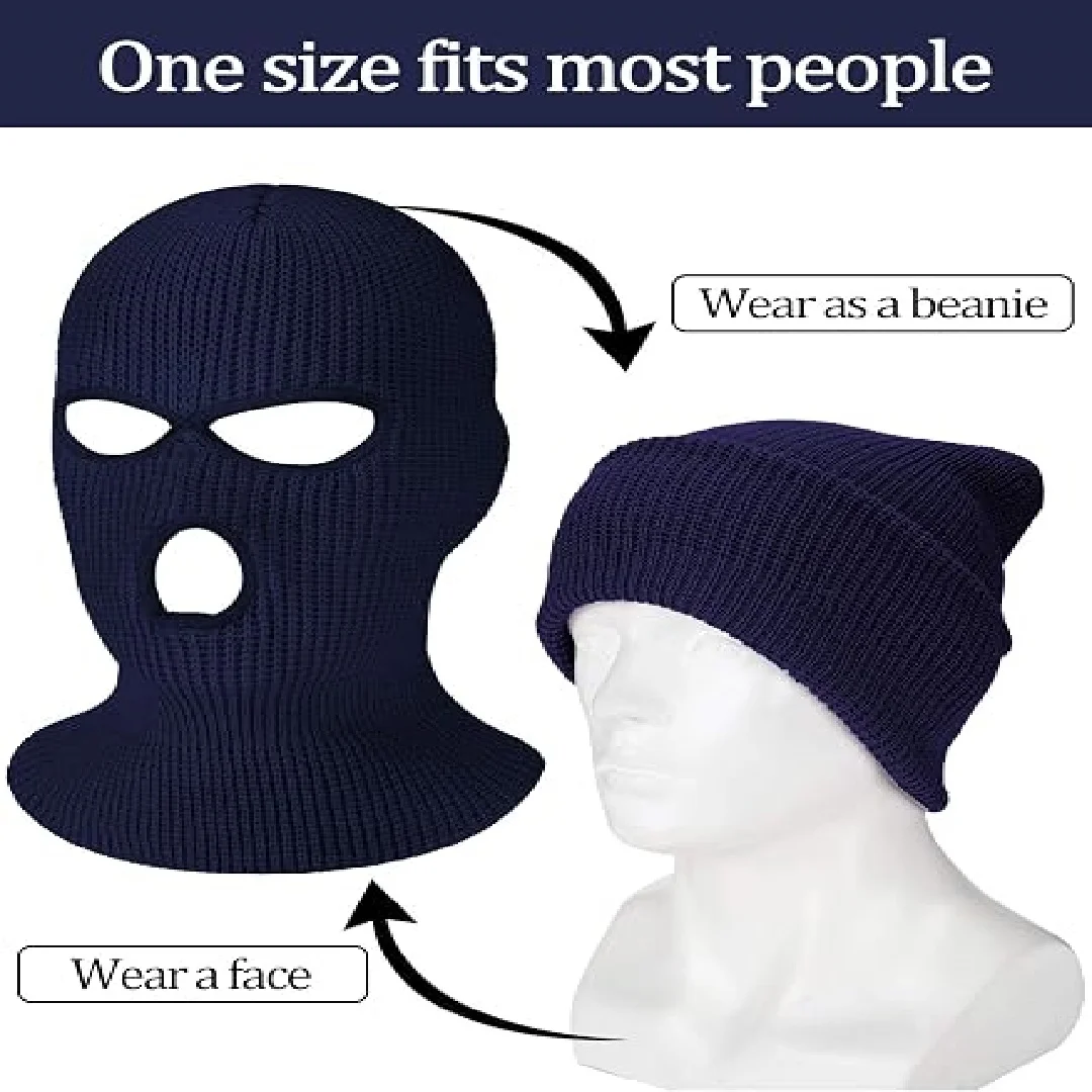 Winter Balaclava Face Cover 3 Hole Mask Knitted Pullover Hat Full Face Mask For Men Women Outdoor Sports Cycling Neck Gaiter