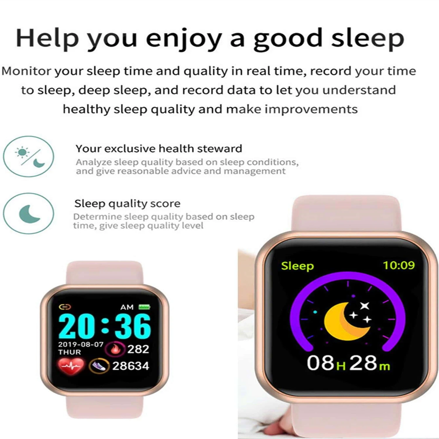 Smart Watch Message Remind Music Control Calorie Distance Fitness Tracker Men Smartwatch Women Kids Watches Clock Alarm Y68 D20