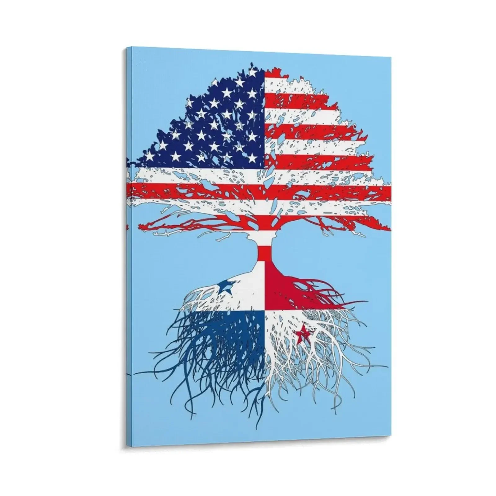 

Panama Roots, Panamanian American, Panama USA Flags Canvas Painting canvas wall decoration art mural