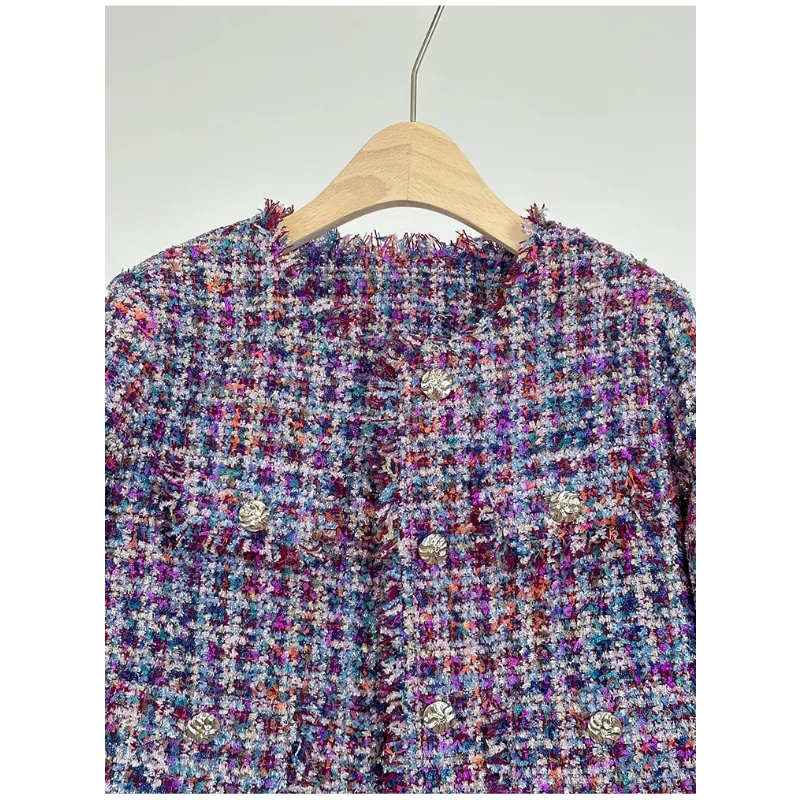 Fragrance Round Neck Tassel Casual Short Jacket Women Fashion French Vintage Tweed High-quality Autumn Winter lady Jacket