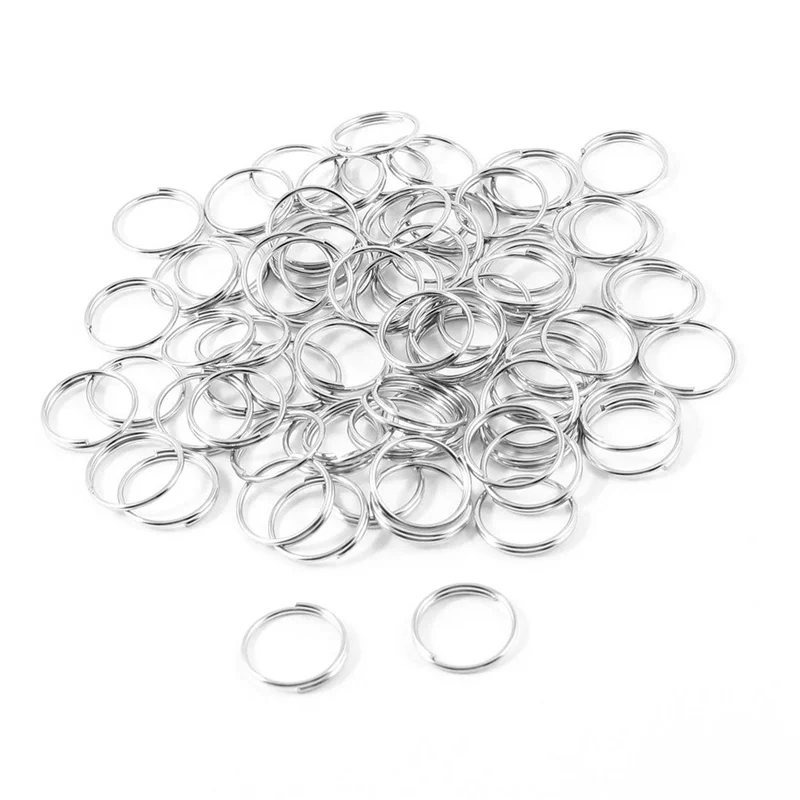 10Mm Dia Silver Tone Metal Split Loop Key Rings Holders Replacement 240 Pcs