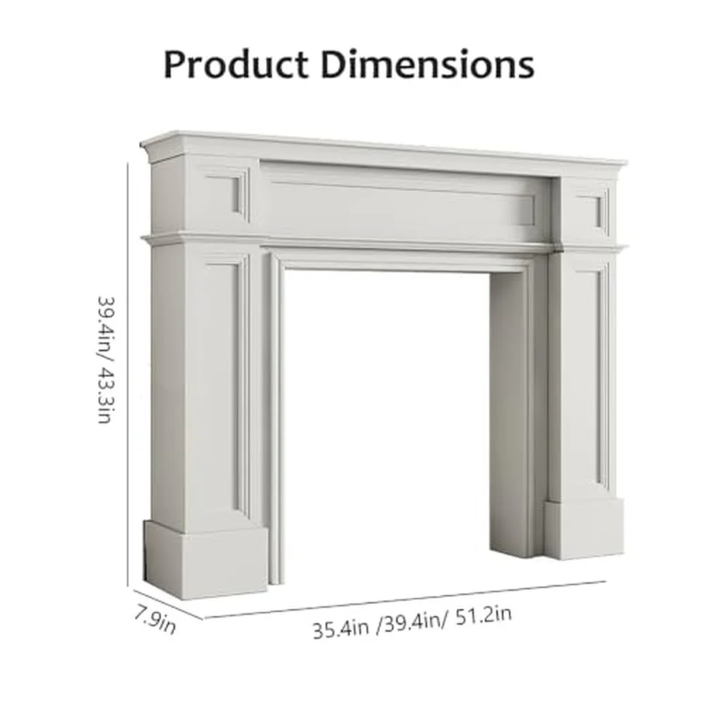 Vintage Wood Fireplace Mantel Surround Decorative Entryway Table Modern Freestanding Cabinet Fireplace Shelf for