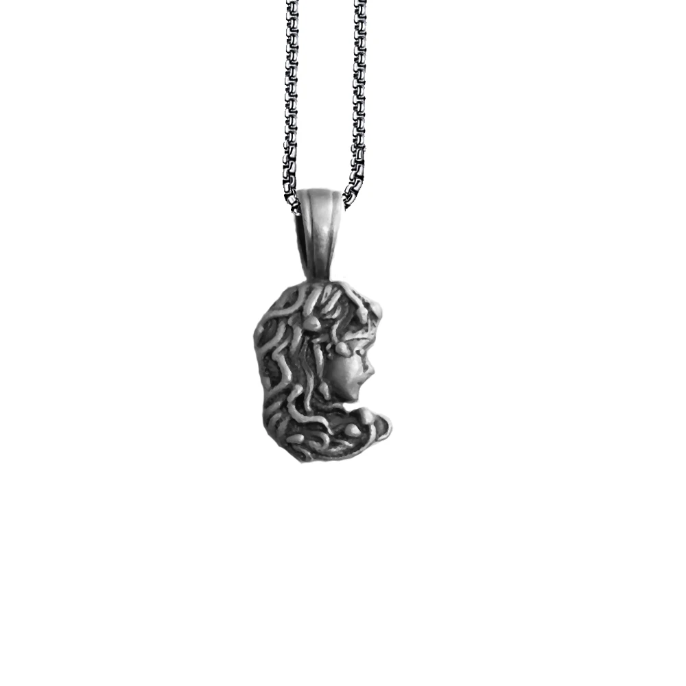 Greek Mythology Snake Hair Medusa Unisex Retro Necklace Nordic Tag Long Pendant With 60 Cm Titanium Steel Sweater Chain