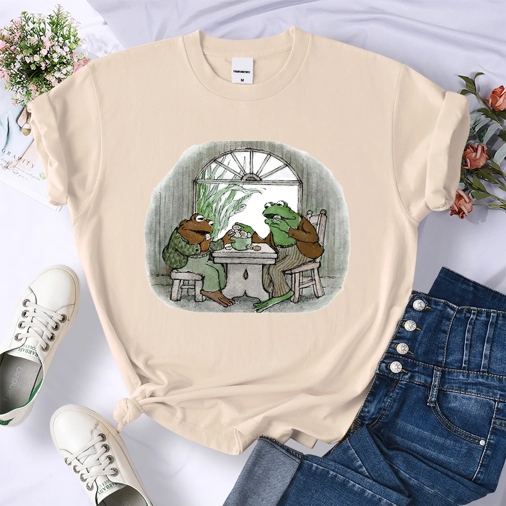 Cottagecore Aesthetic Frog And Toad Tshirt Women Street Hip Hop Tops Summer Soft Tee Clothes Cool Sports Casual T-Shirt Female