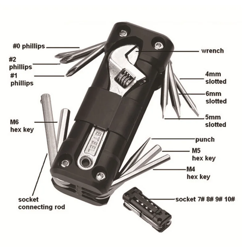 Multi Functional Hand Tools Wrench Socket Screwdriver head hex wrench for bicycles outdoor camping Tools