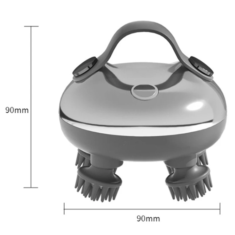 เครื่องนวดหนังศีรษะไฟฟ้าแบบชาร์จไฟได้หัวนวดหนังศีรษะความเครียดผ่อนคลายกันน้ํามือถือผม Scalp Scratcher ติดตั้งง่าย