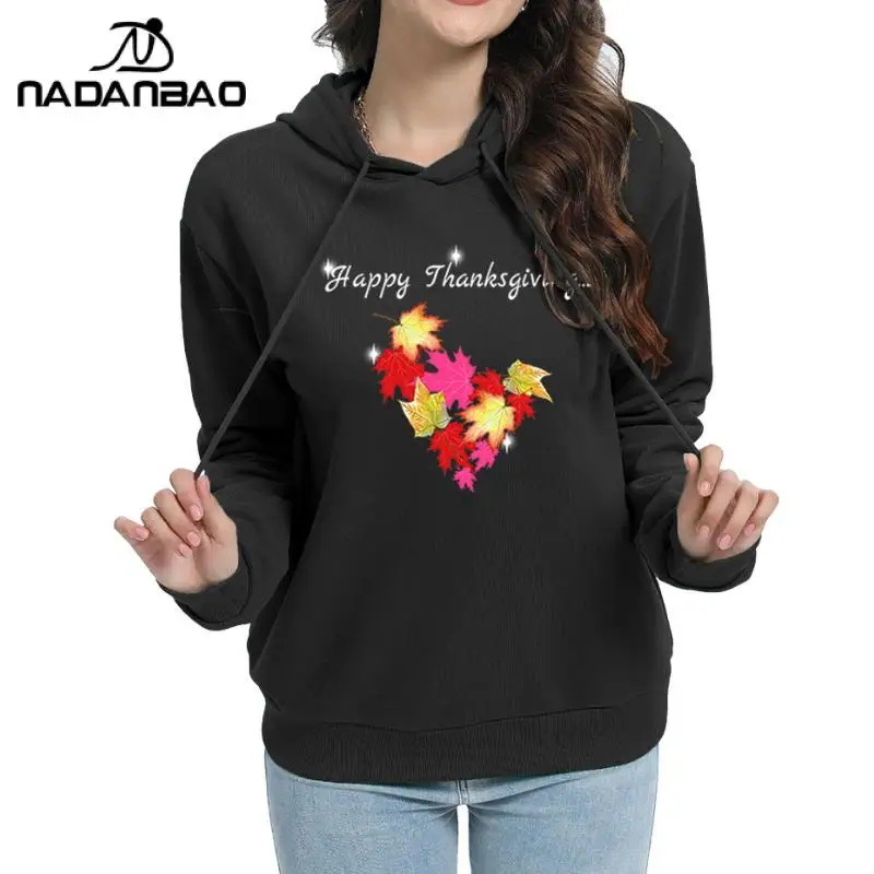 Nadanbao Long Sleeve Hoodie Men's and Women's Thanksgiving Day Digital Print Street Wear Unisex Autumn/winter Hoodie