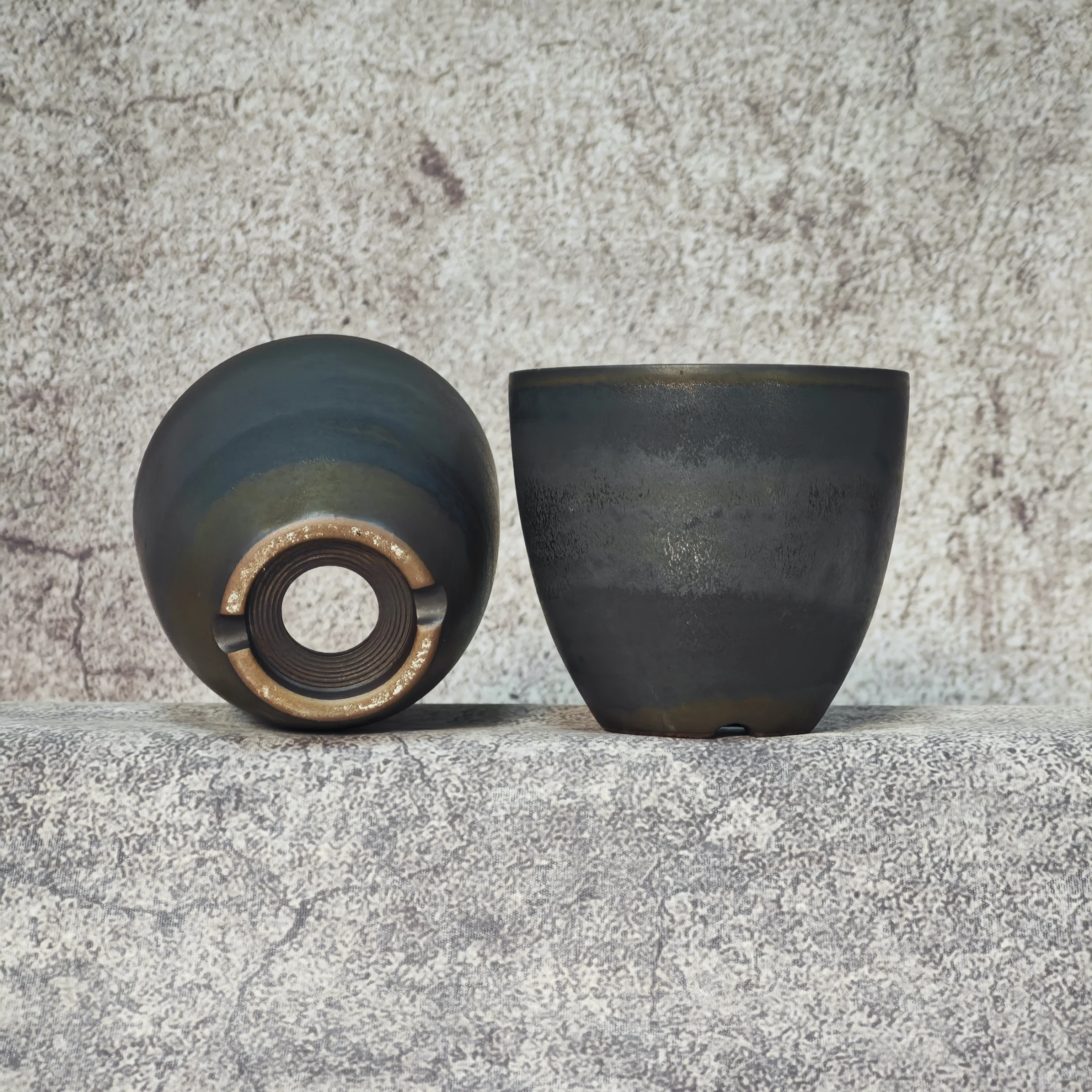 Tall Cylinder Matte Metallic Glaze Caudex Plant Pot, Handmade Ceramic Planter For Agave, Cactus, Dioscorea Elephantipes & Succul