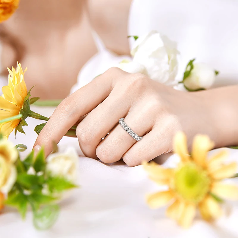 Lnngy 6,5 MM 1CT Half Bezel Moissanit Ring für Frauen S925 Sterling Silber Solitaire Verlobungsring Zertifizierter Schmuck Geschenk – Detail 22