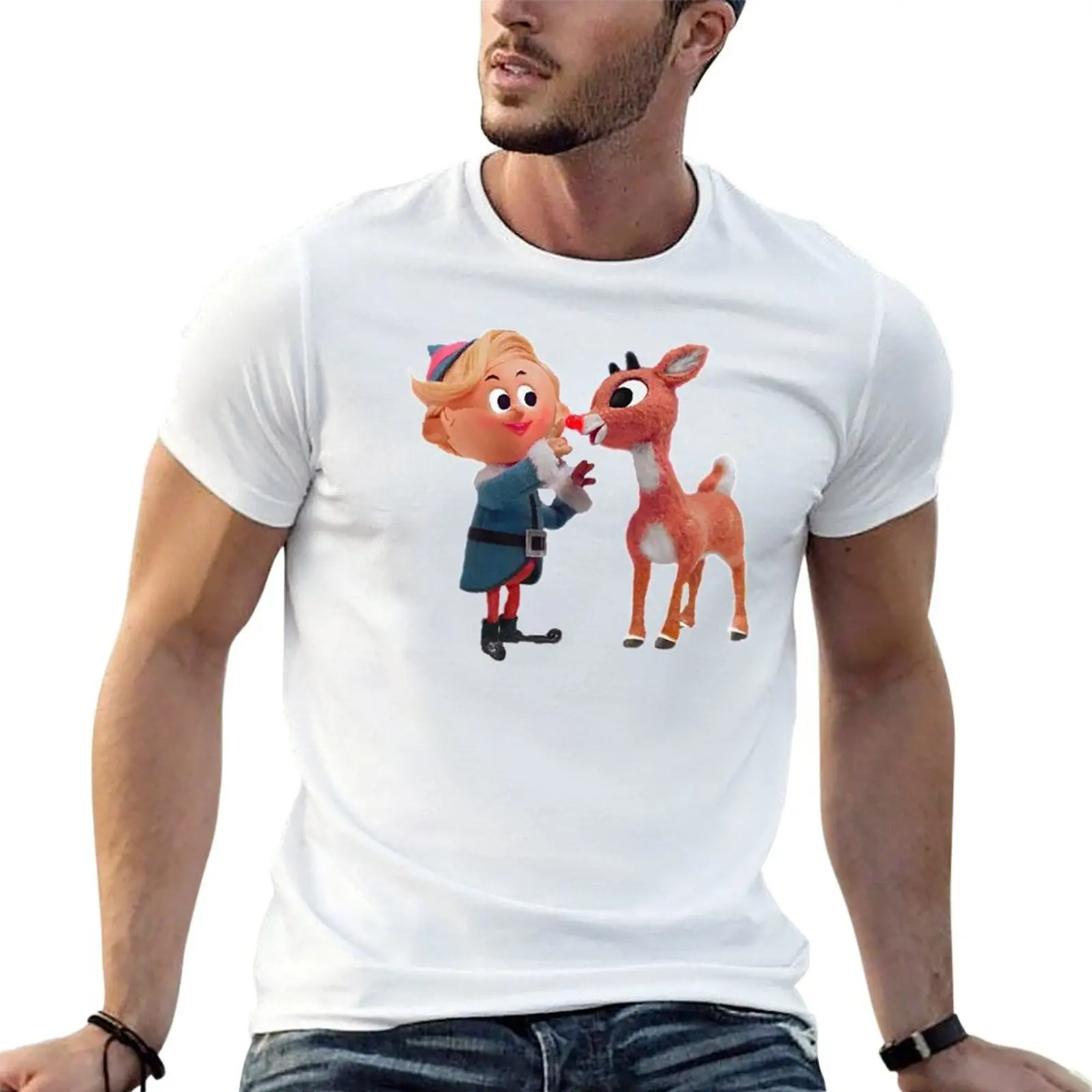 Rudolph the red nose reindeer T-Shirt Funny t-shirts custom t-shirts black t shirts for men