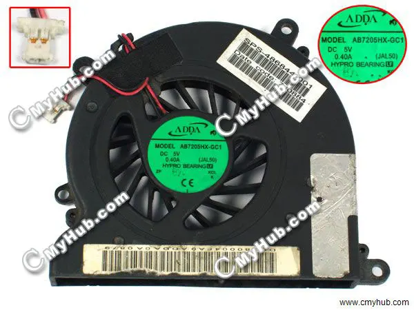 For HP Pavilion DV4 Compaq Presario CQ40 CQ41 CQ45 ADDA AB7205HX-GC1 JAL50 486844-001 Intel CPU Cooling Fan