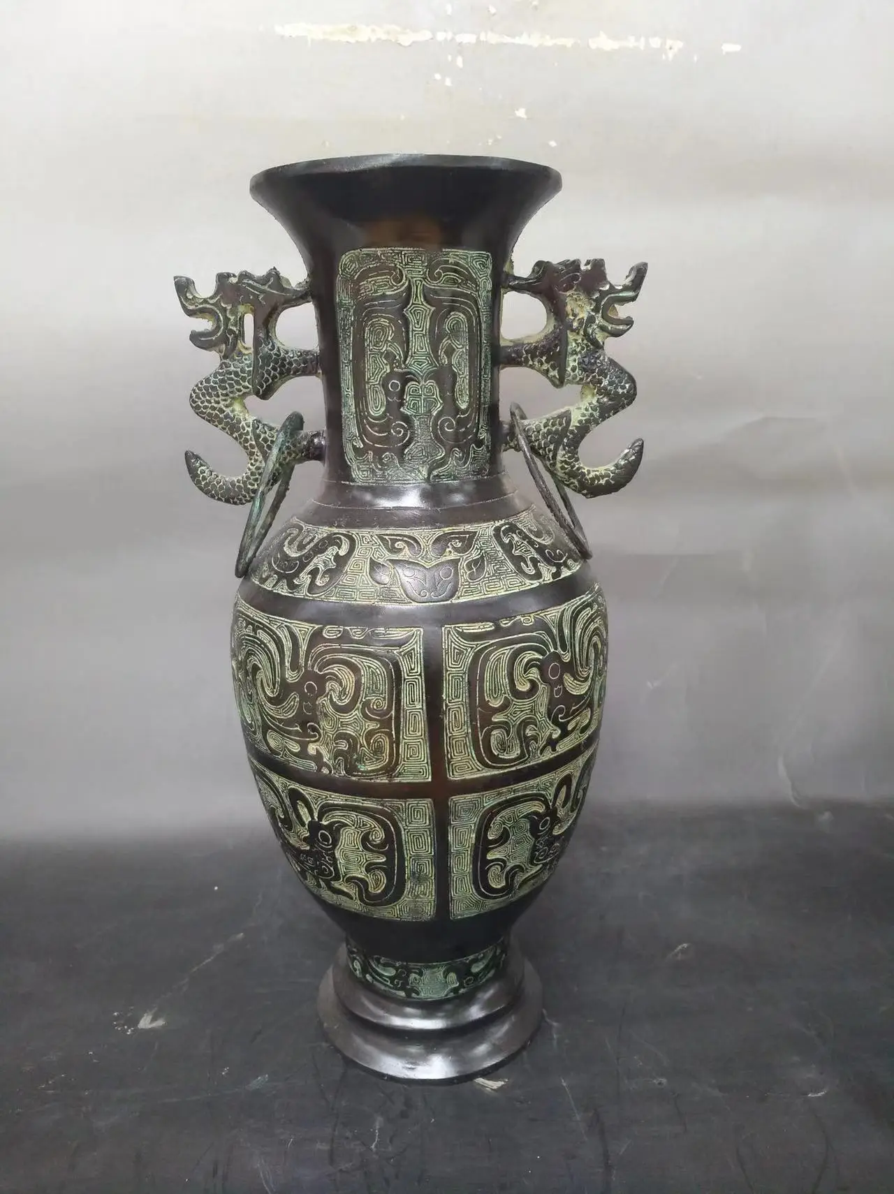 Rare Old Han Dyansty(25---186) Bronze vase,Han painting,35cm(H),best collection&adornment,free shipping