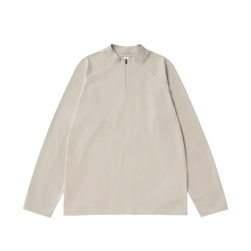 Double-sided Velvet Half-zipper Outdoor T-shirt 2026 Spring and Summer Warm Ragged Sleeves Long-sleeved Pullover Bottoming Shirt