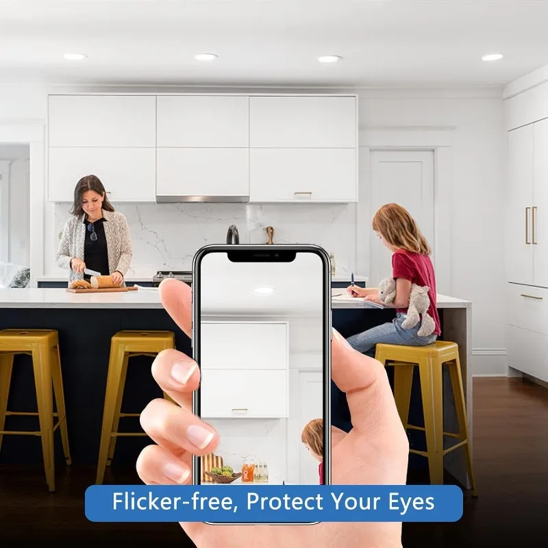 home.60 Pack Recessed Lighting 6 Inch Canless Ultra Thin Wafer Downlight Soffit Pot Light with Junction Box, Dimmable & 5 Color