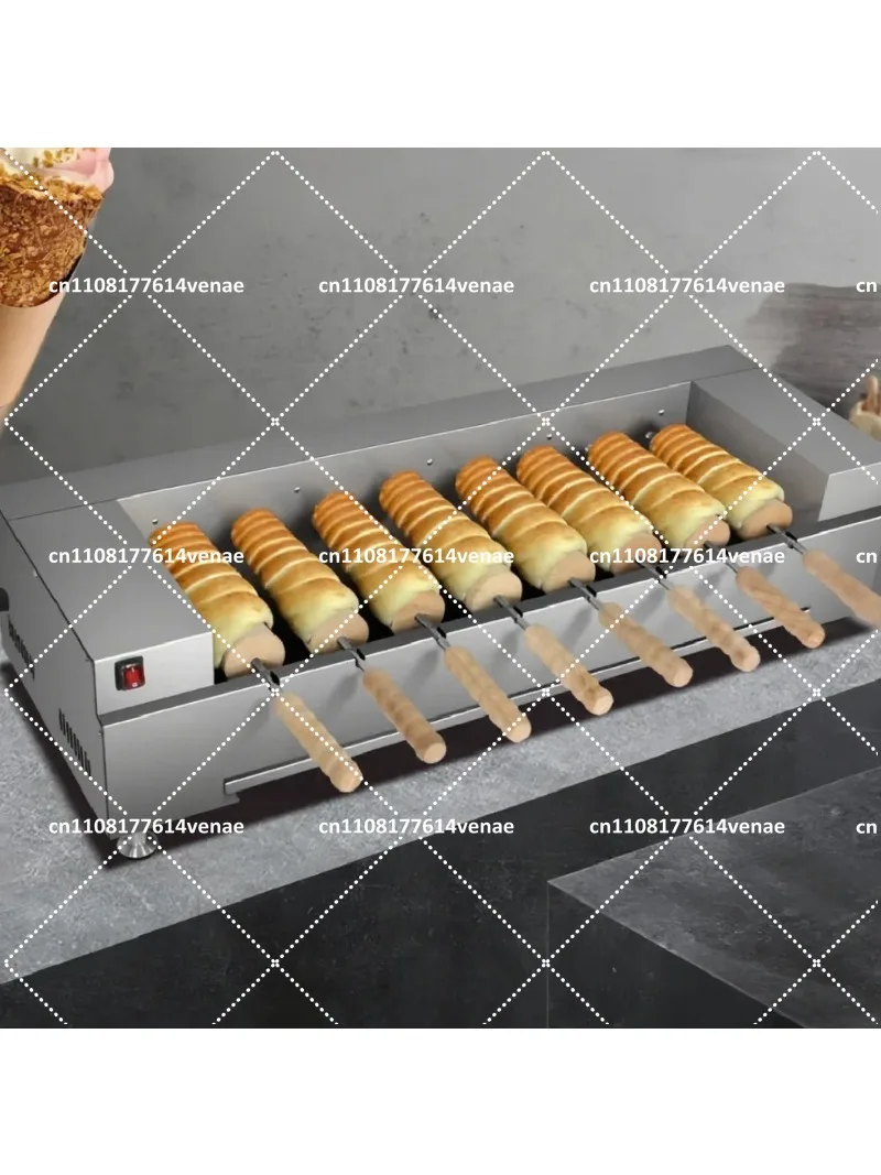 Electric Chimney Cake Maker with 8 Rollers, Hungarian Chimney Cake Rolls Grill Oven, Waffle Maker Bread Roll Baking Machine