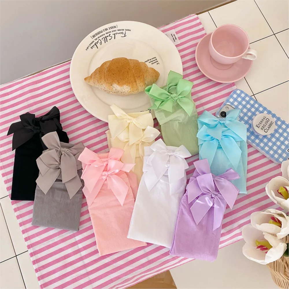 

Girls Lace socks Spring/Summer thin mid-tube socks kids velvet bow Candy color Pile Lolita stockings children sock