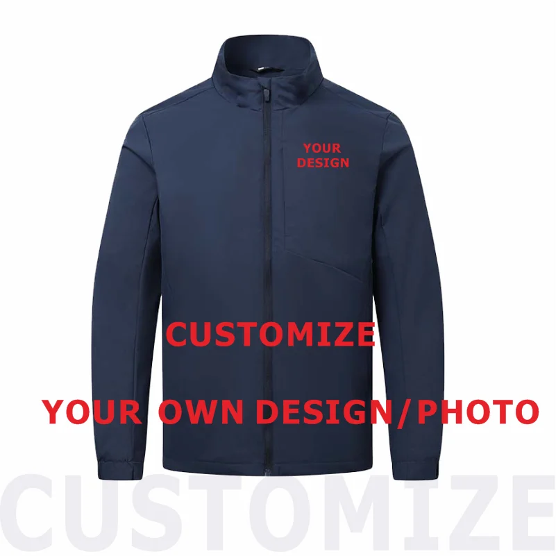 New Summer Men's Customize Free Printing Photos Printed Jacket Fashion Jacket Men Clothing Coats Zipper Windbreaker Work Clothes