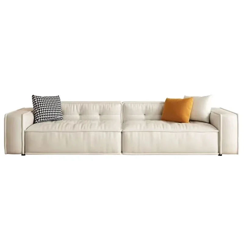 Fabric tofu block straight row sofa
