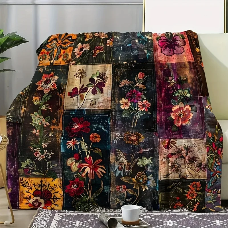 Cozy Vintage Floral Flannel Throw Blanket - Soft, Warm, And Versatile For Couch, Bed, Office, And Travel Perfect Gift For