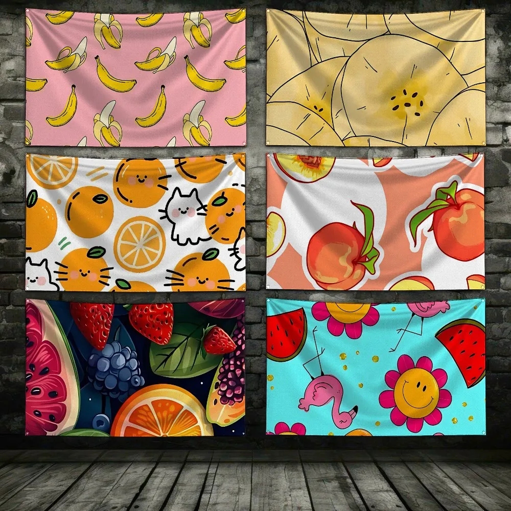 Clear fruit patterns Flag 3X5 Ft Personalized Flags Design Your Image Funny Tapestry Poster Dorm Room, Living Room, Bedroom