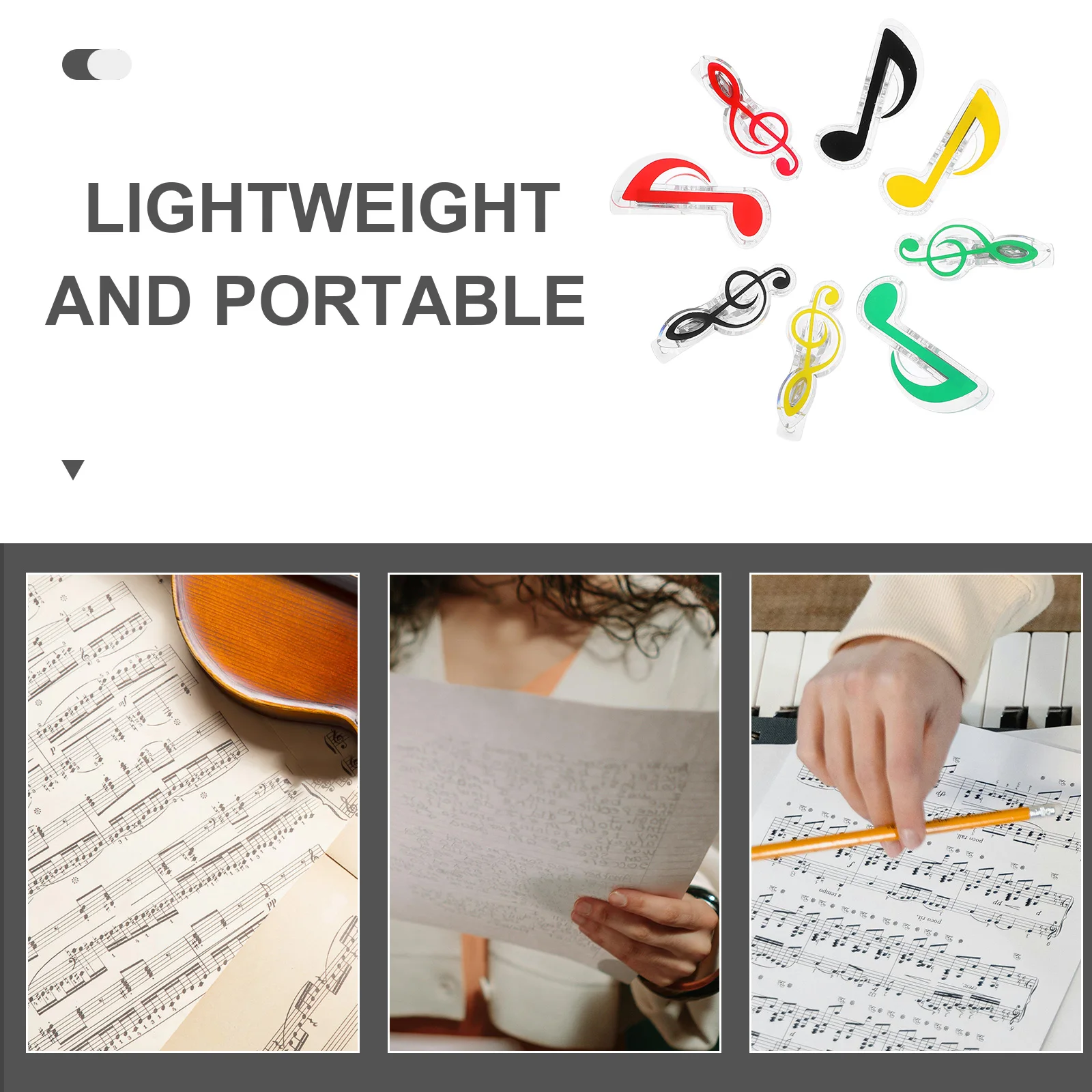 

16 Pcs Music Sheet Clip Book Page Holder Notation Clips Note Shape Piano Portable Lightweight Sheet Music Holder Clip