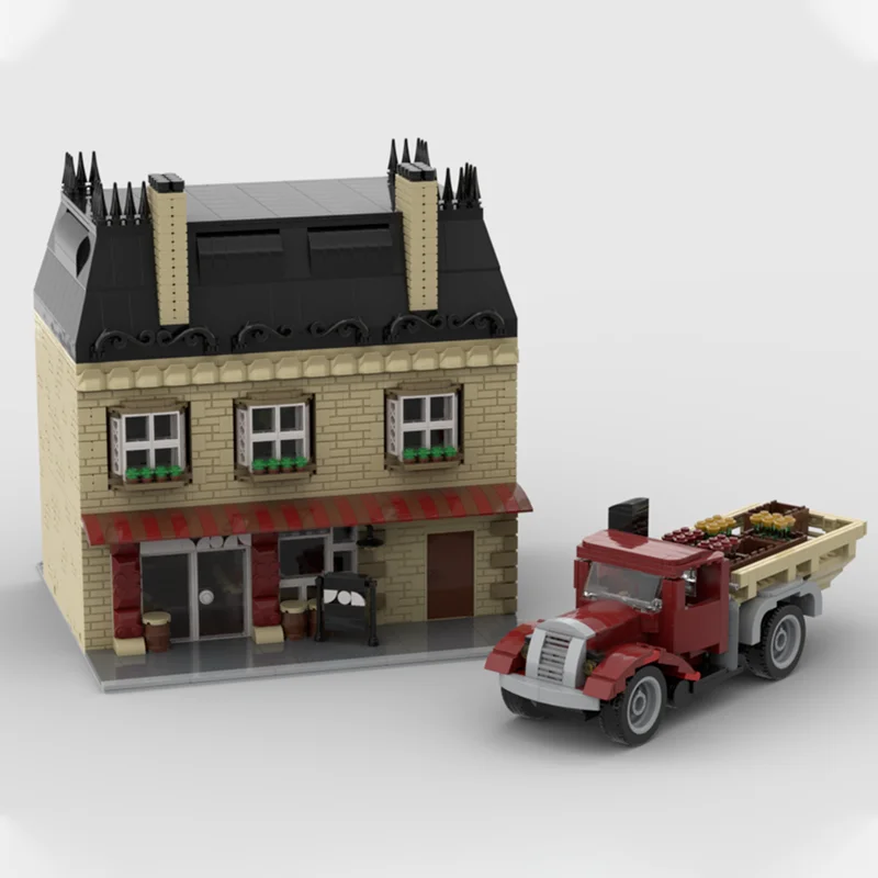 

2958 шт. MOC модульный старый винный магазин и старый грузовик в деревенском стиле DIY модель строительные блоки игрушки на день рождения подарок