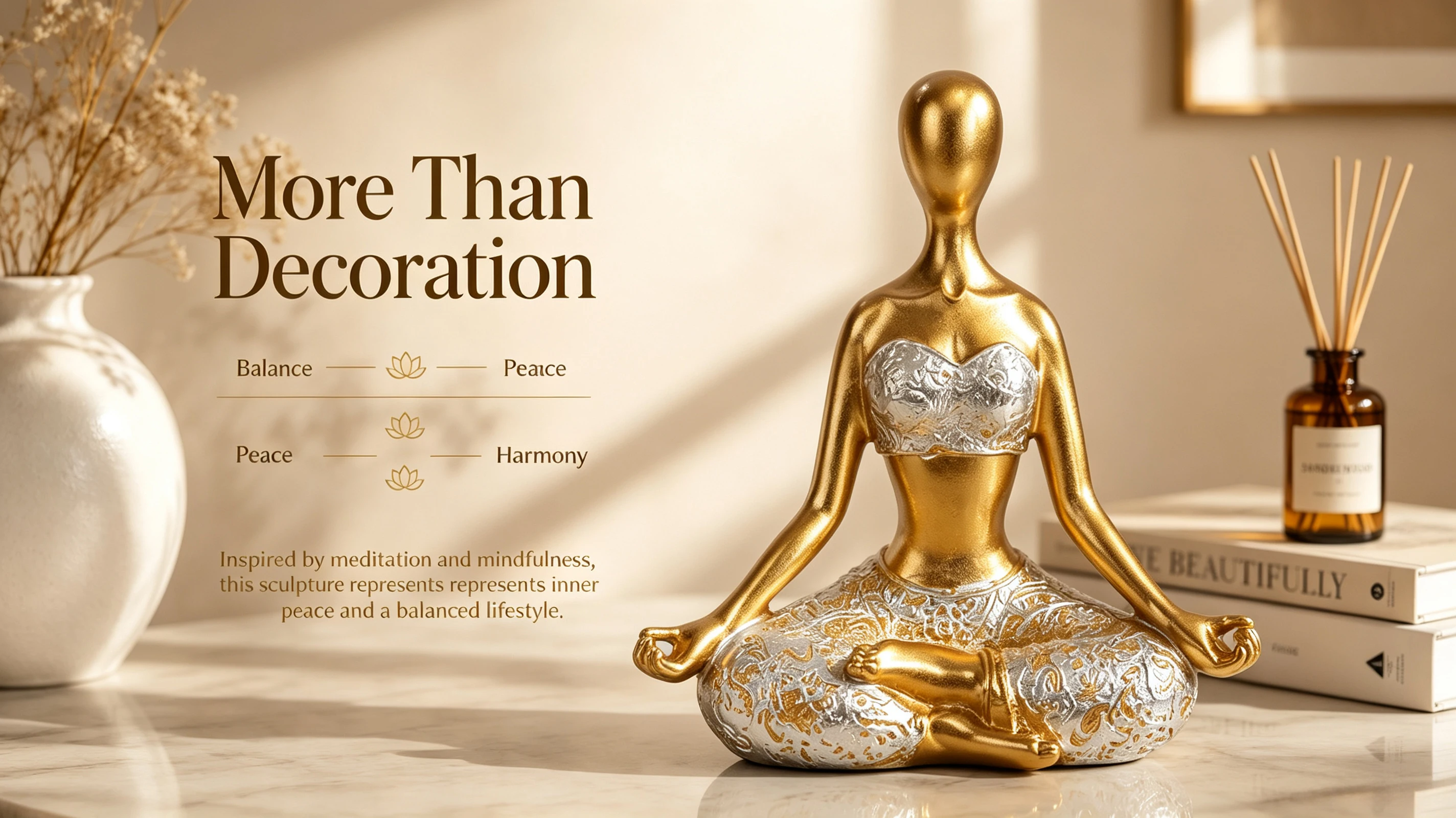 Luxuriöse Goldene Meditations-Skulptur Abstrakte Frauenstatue Kunstfigur aus Harz Moderne Zen-Wohndeko Yoga-Liebhaber-Geschenk – Detail 2
