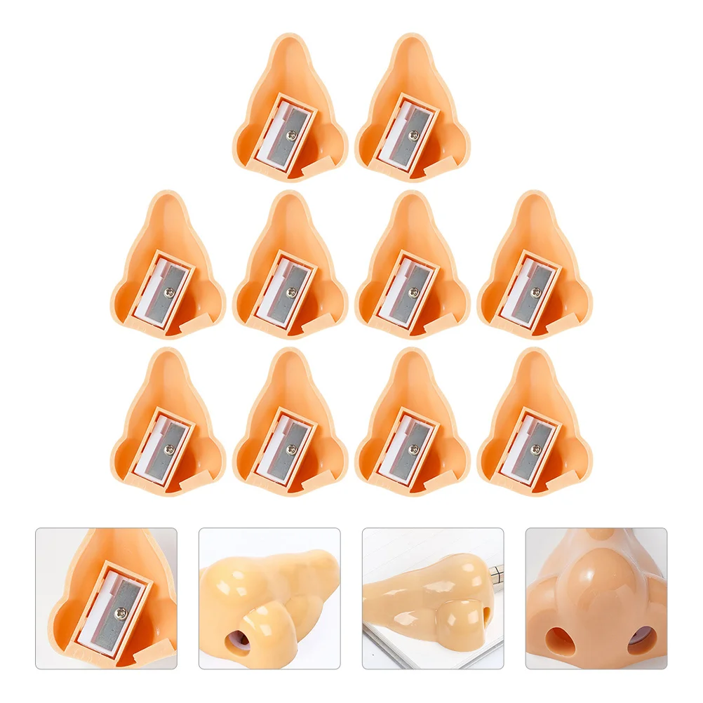 

10pcs Pencil Sharpener Plastic School Supplies Creative Nose Stationery Long Term Use Christmas Gift