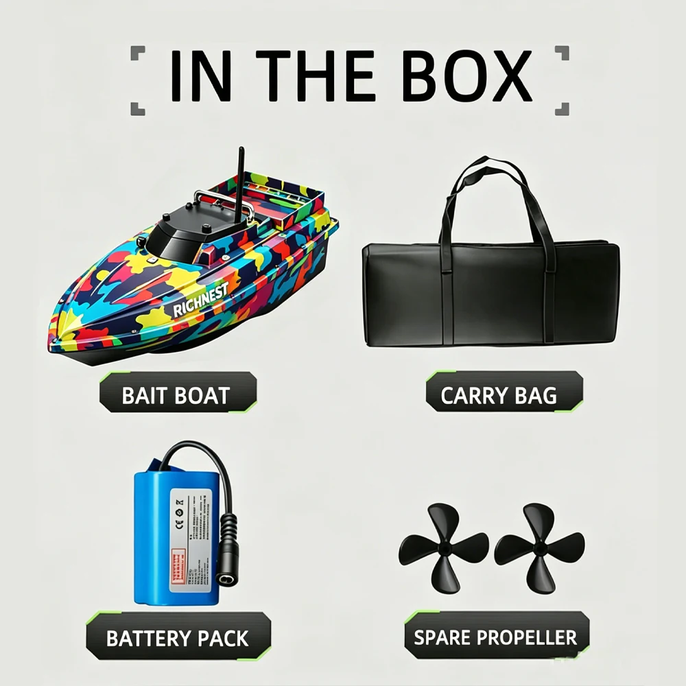 High Power RC Fishing Bait Boat 12V 500M Remote Control 3KG Load GPS Positioning Drag Net Cruise Control Wave Plastic